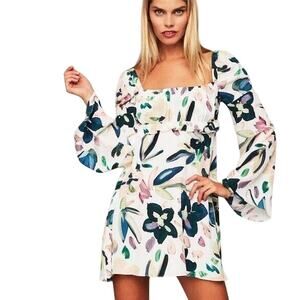 Stone cold fox Size 0 Silk Mini Dress white hopper Floral